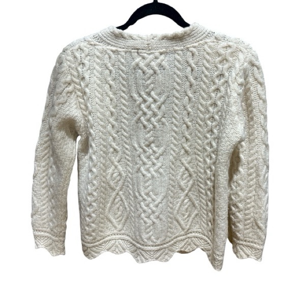ARANCRAFTS Women's Cream Cable Knit Wool Sweater - Picture 2 of 4